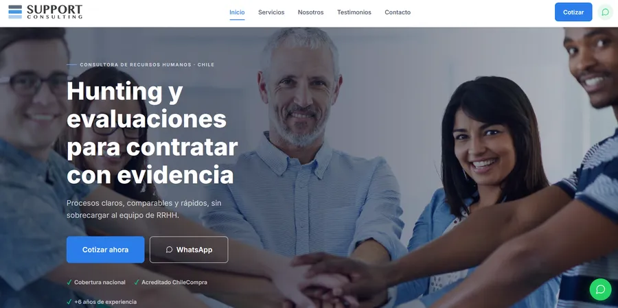 Captura del sitio web de Support Consulting